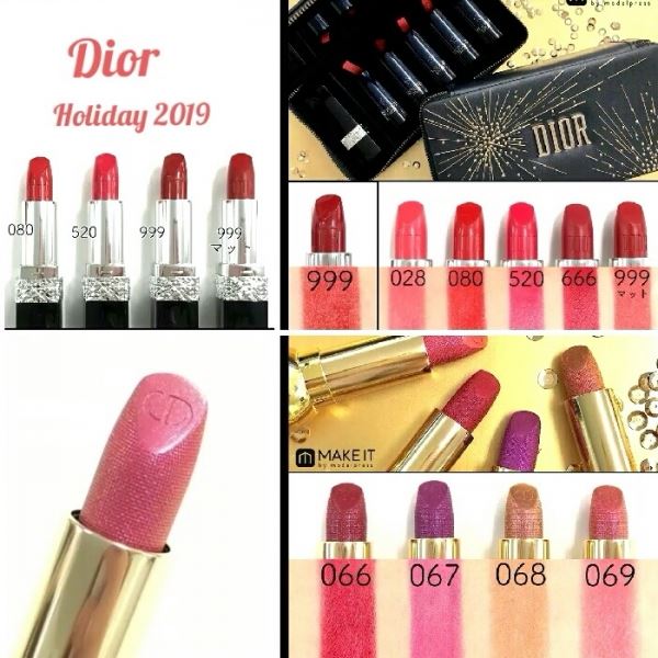 Свотчи и видео-свотчи всех губных помад Dior Lipsticks Christmas Holiday 2019 — Swatches